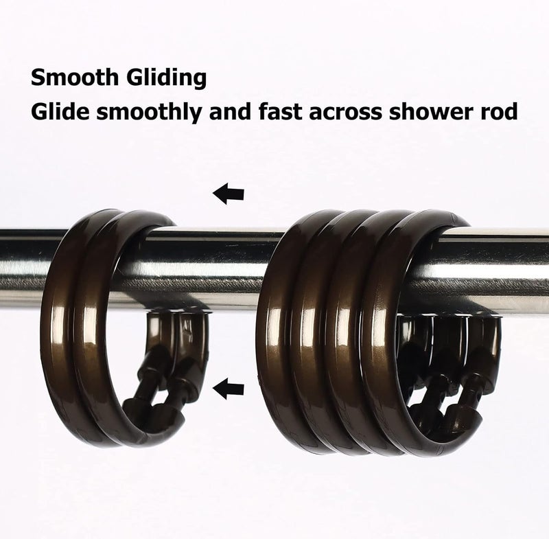 Ulable Premium Plastic Shower Curtain Rings Shower Curtain Hooks Gliding on Standard Shower Rods Easy Snap Closure (O Shape,Bronze,12Pcs) - Image 3